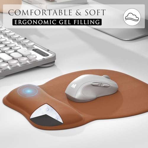 MROCO Ergonomic Mouse Pad with Gel Wrist Rest, 9.4 x 8.1 in, Coffee Brown