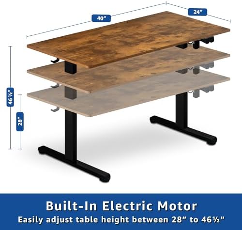 Our Modern Space Height Adjustable 40" Electric Standing Desk - Upgraded Ultra Durable Home Office Large Rectangular Computer Table or Laptop Sit Stand Workstation - 40 x 24 Inch