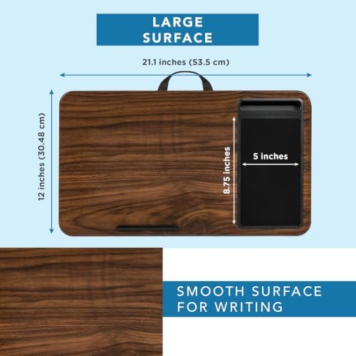 LAPGEAR Home Office Lap Desk – Dark Espresso Woodgrain, Fits 15.6” Laptops