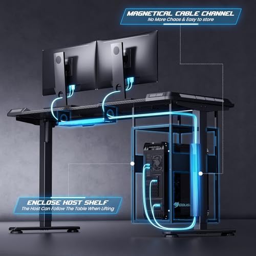55" x 24" Electric Gaming Standing Desk with LED Lights & Host Shelf