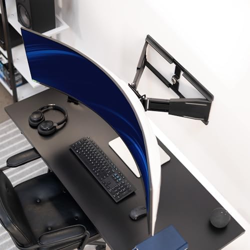 VIVO Telescoping Ultrawide Monitor Wall Mount, Fits up to 49 inch Ultra-wides, Holds 44 lbs, Adjustable Low Profile VESA Bracket, Black, Mount-VWLP2