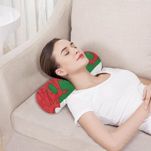 Bolster Pillow for Legs Firm Neck Roll Pillow Round Pillow Insert Cervical Cylinder Neck Support Car Wales Flag Welsh National Dragon