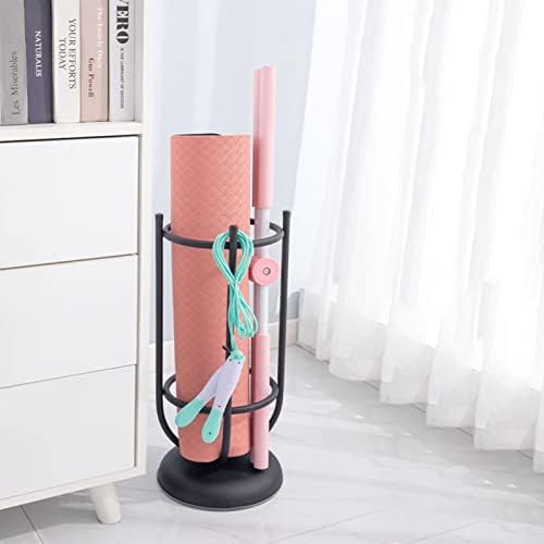 Free-Standing Corner Yoga Mat Holder & End Table, Foam Roller Storage Organizer for Yoga Sticks, Jump Ropes, Resistance Bands - Durable Iron Design