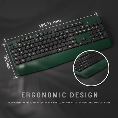MPTOG Ergonomic Wireless Keyboard and Mouse Combo, Dark-Green Black