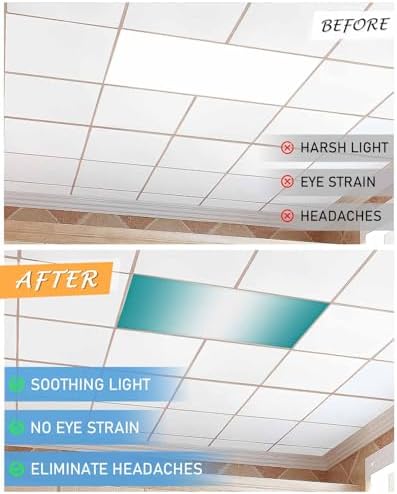 Turquoise Magnetic Fluorescent Light Covers for Ceiling Lights 2 x 4 Feet,Gradient Contemporary Geometric Stripes Office Classroom Kitchen Drop Ceiling Light Covers Lighting Filters Shade 4 Packs