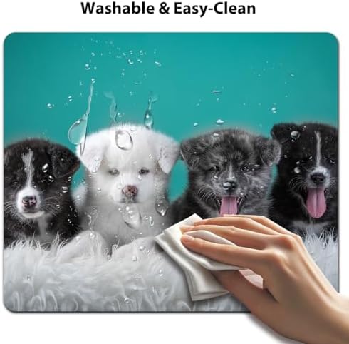 9.5x7.9 Inch Office/Gaming Mouse Pad, Lovely Fluffy Puppies Group Adorable Dogs Pets, Cute Anti-Slip Mat for Desk Decor