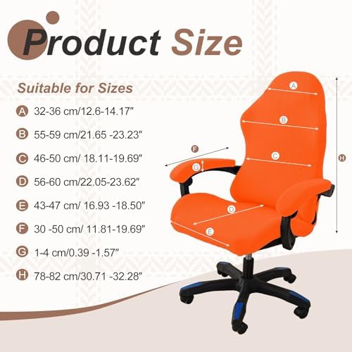 PATIKIL 1 Set Office Chair Cover, Desk Chair Cover Stretchable Universal Computer Seat Slipcover Large with Armrest Covers Zipper for Rolling Office Chairs Home Desk Seat, Orange