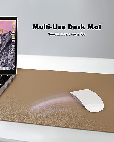 YSAGi Double-Sided Desk Pad, Leather Desk Mat, Eco Cork Desk Pad Protector, Large Mouse Pad for Desk, Waterproof Desk Blotter Pad, Desk Writing Pad for Office Work/Home(23.6"x13.7",Khaki+Cork)