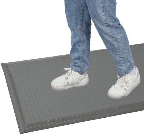 Anti Fatigue Mats Industrial 3' x 5' 15/16" Thick Ergonomic Standing Mat Commercial Heavy Duty Diamond Plate Shop Floor Mat Helps Relieve Back and Leg Soreness, Grey