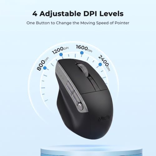 MEETION Wireless Mouse with 5 Side Buttons, Dual Mode Silent, Black