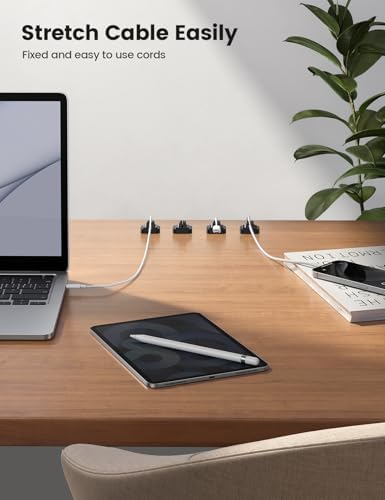 Lamicall 10 Pack [Spring Fixed] Cord Holder, Adjustable Desk Cable Clips
