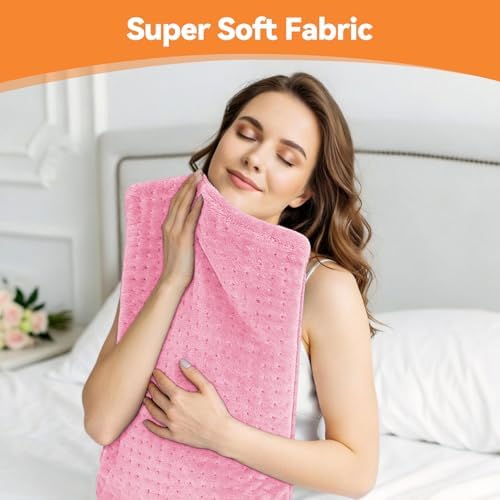 Heating Pad for Back Pain, 17"x33" Electric Heat Pad with 9 Heat Levels & 4 Auto-Off Timers, Portable Heating Pad for Period Cramps, Shoulder, Neck, Machine Washable, Gifts for Women Men, Pink
