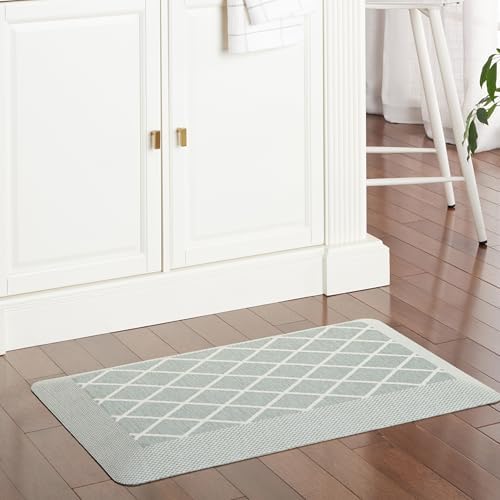 MARTHA STEWART Miles Modern Diamond Anti-Fatigue Air-Infused Kitchen Mat, Mint Green, 19.6"x32"