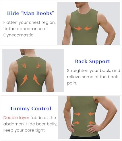 Compression Shirt Men Slimming Body Shaper Vest Crewneck Workout Tank Top