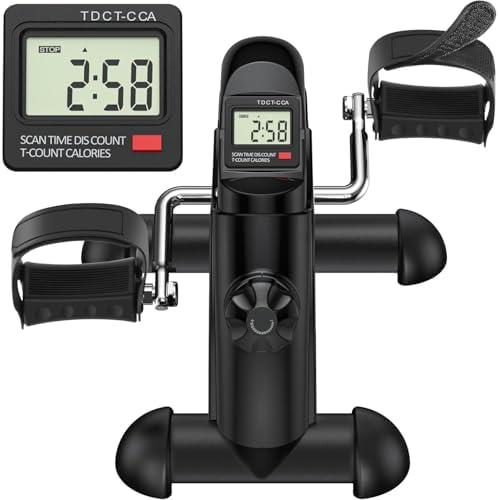 TABEKE Under Desk Bike Pedal Exerciser - Mini Exercise Bike for Arm/Leg Exercise, Pedal Exerciser for Seniors with LCD Display 26514