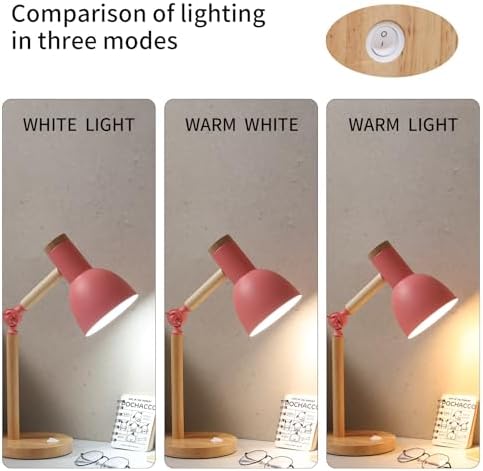 Adjustable Wooden Arm Desk Lamp, Metal Shade Table Lamp