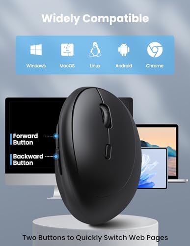 TECKNET Ergonomic Mouse, Bluetooth 5.0/3.0 & USB A, Wireless Vertical Mouse
