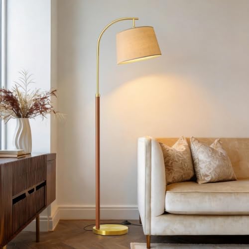 62.5" Gold Floor Lamp for Living Room Dimmable Standing Lamp with Remote