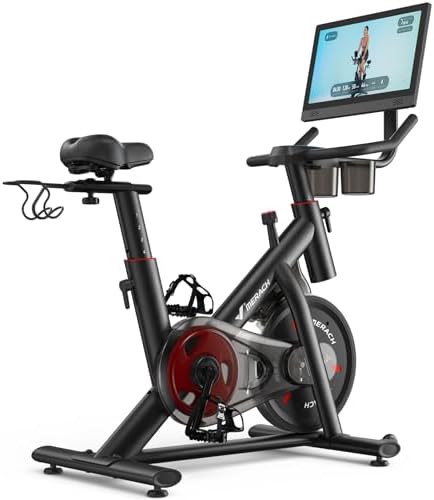 MERACH Exercise Bike, Magnetic Friction Stationary Bike for Home with APP