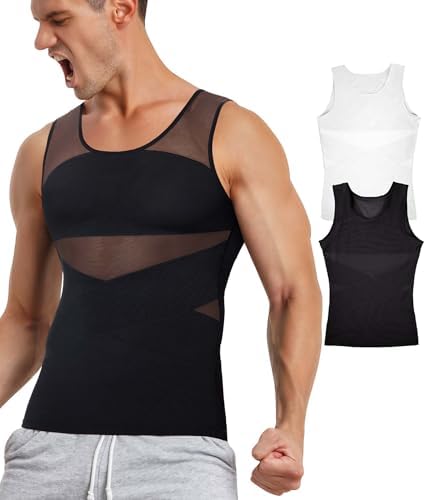TAILONG Men's Compression Shirt for Body Shaper Slimming Vest Tight Tummy Underwear Tank Top