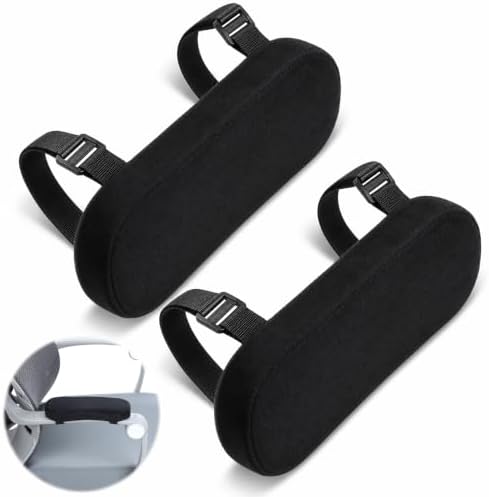 2 Pack Non-Slip Armrest Pads Ergonomic Thick Memory Foam Arm Pads for Office, Gaming Chairs (Black)