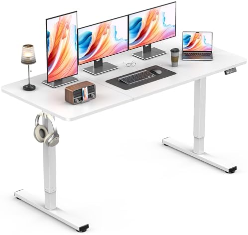 Large Electric Standing Desk, Gaming Desk, 55 x 24 Inch, White