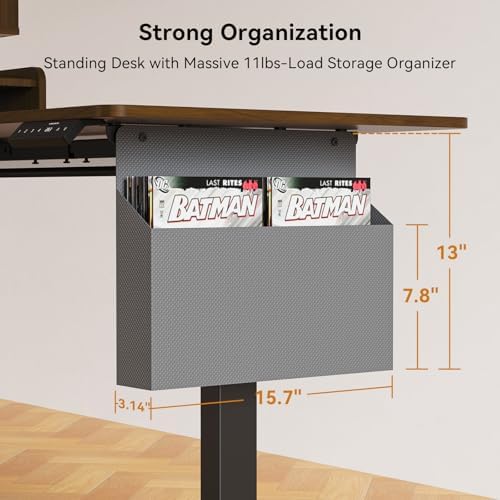WALKINGDESK 63 Inches Height Adjustable L Shaped Standing Desk with 2 Drawers and Keyboard Tray, Electric Sit to Stand Home Office Comupter Table, Ergonomic Corner Gaming Desk, Black Walnut