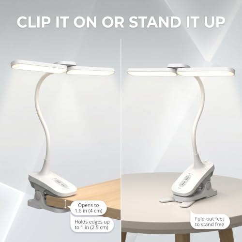 OTUS Clip On Desk Lamp, Rechargeable Dual Light Bar, Cordless Reading Light