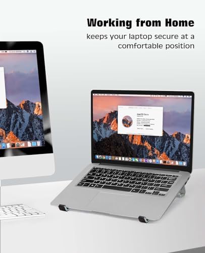 Thibault Laptop Stand for Desk - Aluminum Ergonomic Computer Stand，Laptop Riser, Cooling Laptop Holder, Compatible with MacBook Air Pro/Dell/HP/Lenovo/Alienware and 13-17 inches Laptops, Blue Grey