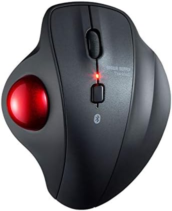 SANWA Bluetooth Trackball Mouse, Wireless Silent Click Roller Ball Mouse, Programmable with Software, 600/800/1200/1600 DPI, Precise Thumb Control, Compatible with Win, Mac, Laptop, PC - Red Ball