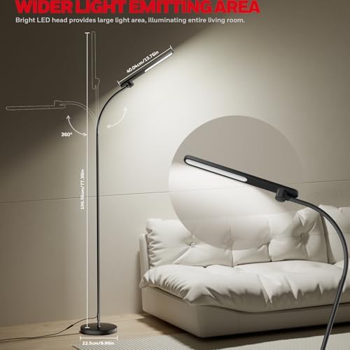 Honeywell LED Floor Lamp for Reading CRI97 Full Spectrum Dimmable Gooseneck