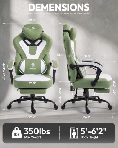 Dowinx Big and Tall Gaming Chair for Adults with Footrest, Massage Lumbar