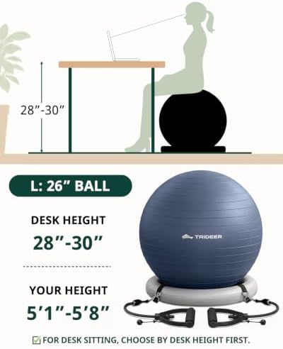 Trideer Exercise Ball Chair – Yoga Ball Chair for Office, Pregnancy & Home