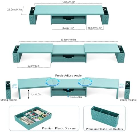 Spacrea Dual Monitor Stand Riser with Drawer and 2 Pen Holders