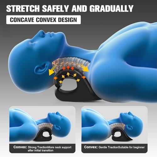 Neck Stretcher & Cervical Traction Pillow, TMJ & Shoulder Relief, Black