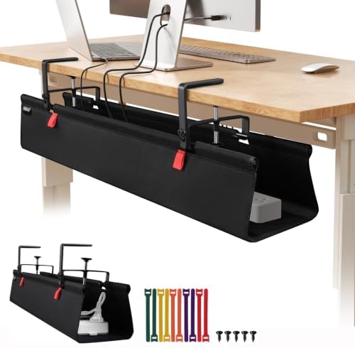 Under Desk Cable Management Tray No Drill,36Inch Cable Management,Black