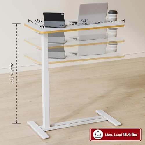 SANODESK 32'' Mobile Standing Desk with Hidden Wheels,Pneumatic Laptop Desk