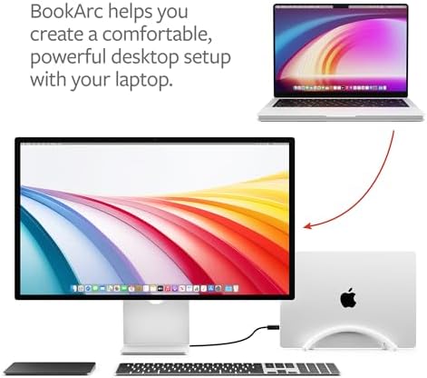 Twelve South BookArc Flex Vertical Laptop Stand – Space-Saving MacBook Stand, Adjustable Holder for Desk, Single Slot Dock for Monitor Display, Non-Slip, Upright Storage, Black