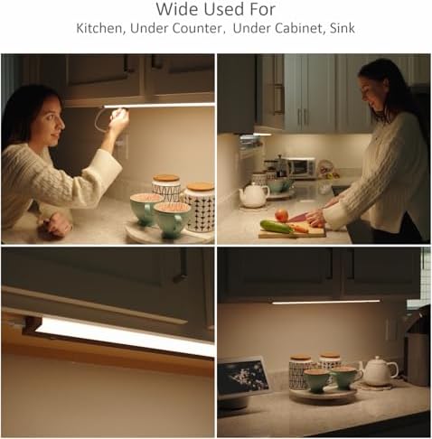 Leetdud Under Cabinet Lighting Plug in or Hardwired Built-in Dimmer, 18 Inch 9W, 5CCT 2700/3000/3500/4000/5000K, Linkable Counter Lights for Kitchen, ETL Dimmable LED Light Fixture, Bronze