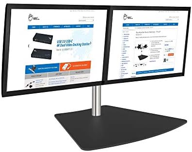 SIIG Premium Aluminum Dual Monitor Stand - 2 Monitors 13" to 27" Up To 17.6 lbs VESA 75 and 100 (CE-MT2011-S1), Silver/Black