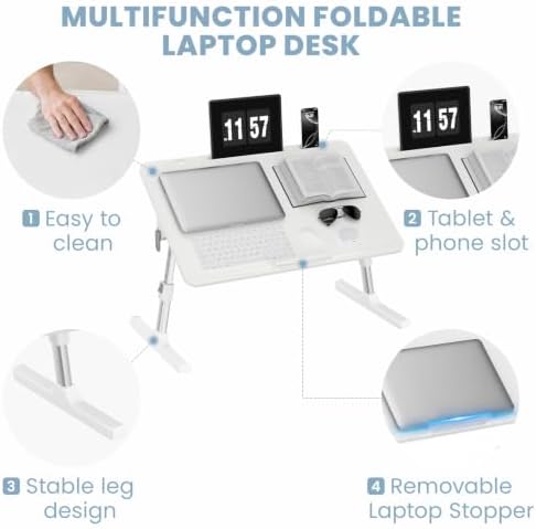 Adjustable Lap Desk, Foldable Laptop Desk for Bed, X-Large Lap Table