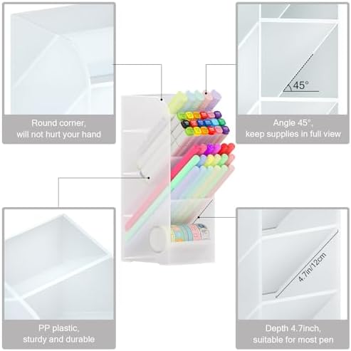 Asten Pen Holder, Pencil Holder for Desk, Pen Organizer (Clear, 3 Pack)