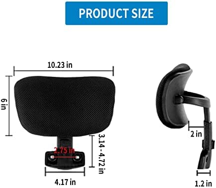 Adjustable Black Mesh Office Chair Headrest - Universal Ergonomic Head Pillow Attachment for Desk, Computer, and Swivel Chairs