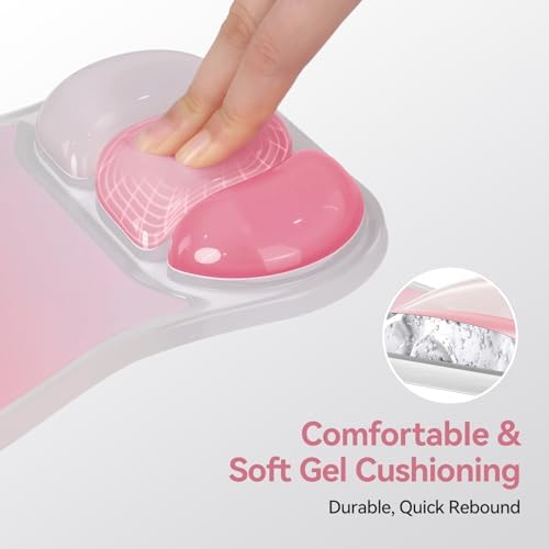 TECKNET Gel Ergonomic Mouse Pad, Mouse Pad with Wrist Rest, Pink