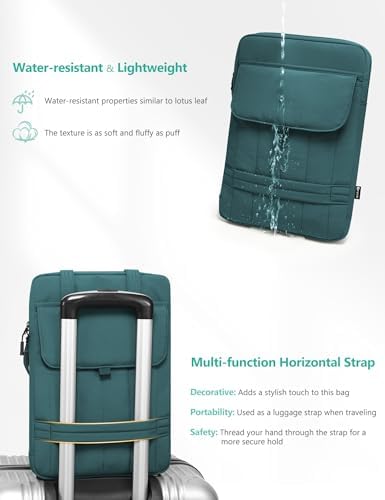 HYZUO 15-16 Inch Puffy Laptop Case Sleeve Padded Handbag, Dark Green