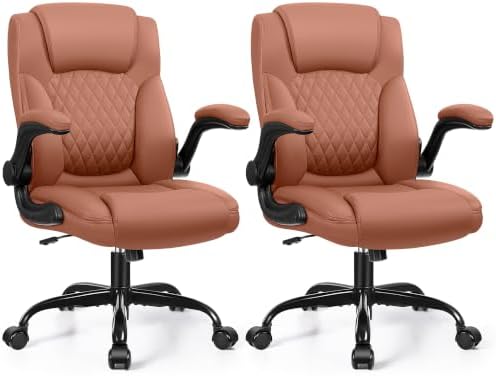 Leather Office Chair, PU Home Computer Desk Chairs with Ergonomic Back Support, 360°Swivel Free，Small Gaming Chair with Wheels and Adjustable Armrests, for Short People Use