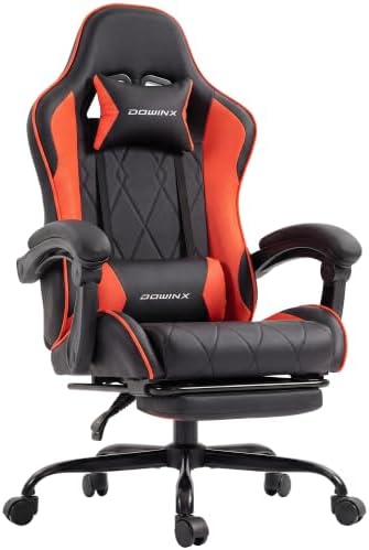 Dowinx Gaming Chair with Footrest, Ergonomic Office Chair, Red