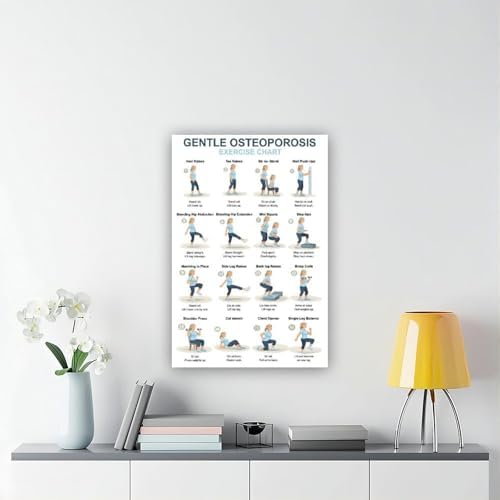 Osteoporosis Exercise Chart for Seniors Gentle Low Impact Seated Standing Workout Bone Health Routine Canvas Poster Wall Art for Living Room Bedroom Decor Unframe 12x18inch