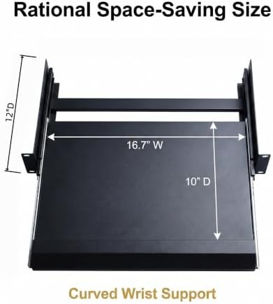 2U Keyboard Tray 12" Depth -Universal 19" Rack Mount Sliding Shelf