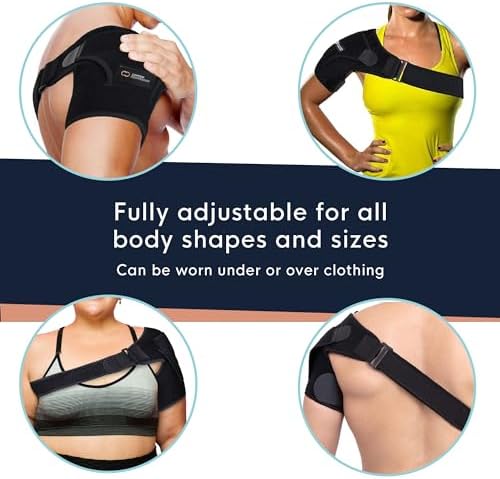 Copper Compression Recovery Shoulder Brace - Immobilizer for Torn Rotator Cuff, AC Joint Pain Relief, Dislocation, Arm Stability, Injuries, Tears - Adjustable Fits Men, Women - Black - S/M
